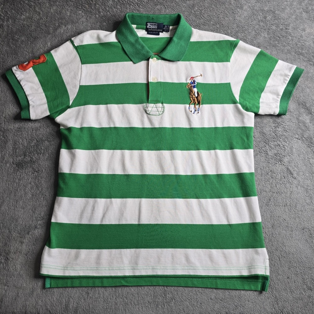 Polo Ralph Lauren Rugby Style Polo Mens L Striped Chief Kief Emroidered Colored